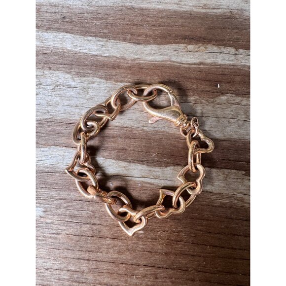 Milor Bronze Heart Link Chain Bracelet With Lobster Clasp Closure - Picture 1 of 6